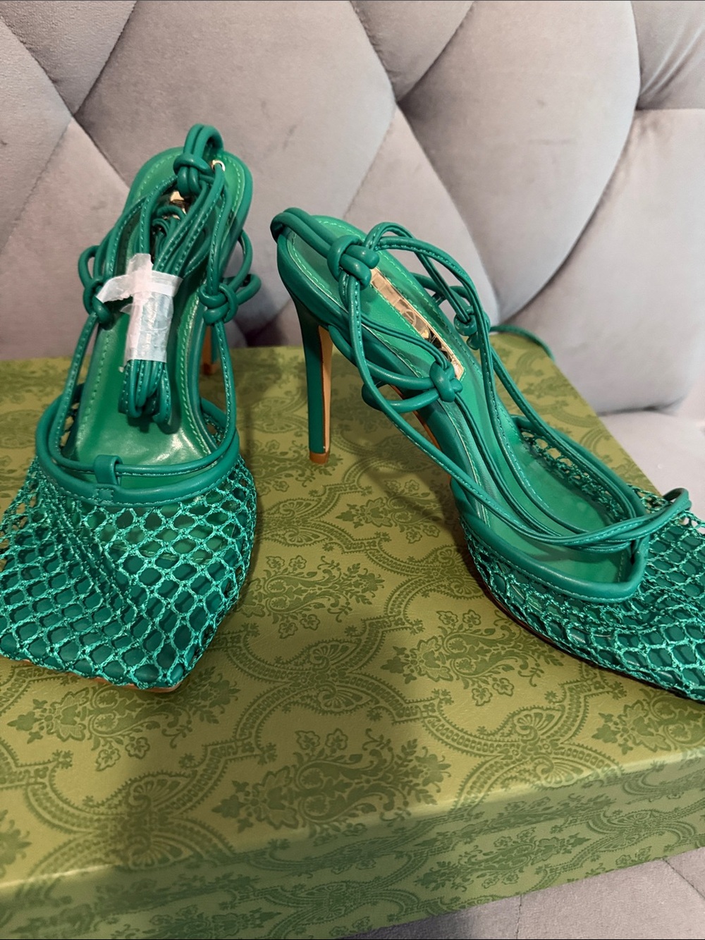 Liliana Emerald Green Strappy High Heel Sandals